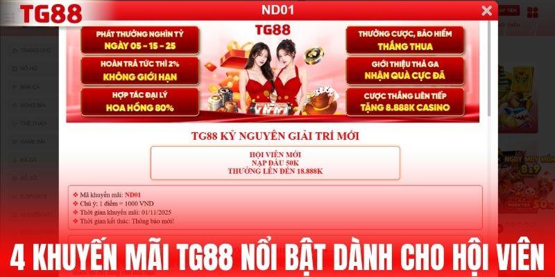 4 khuyến mãi TG88 nổi bật dành cho hội viên