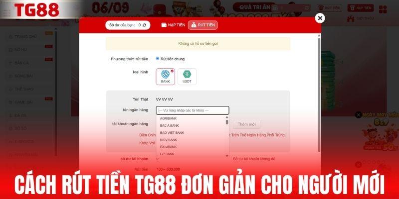 Cách rút tiền TG88 đơn giản cho người mới