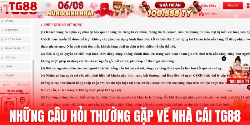 Những câu hỏi thường gặp về nhà cái TG88